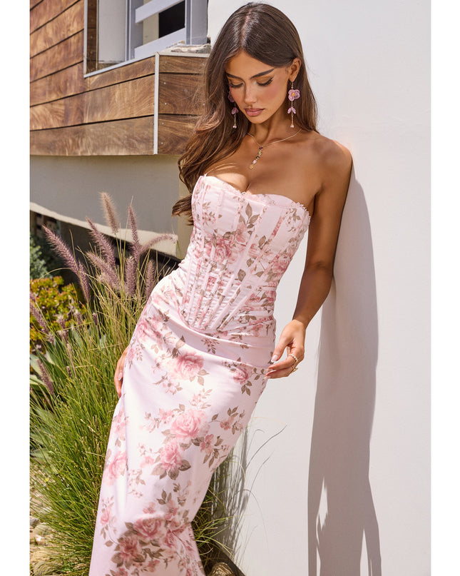 Harper Floral Corset Midi Formal Dress