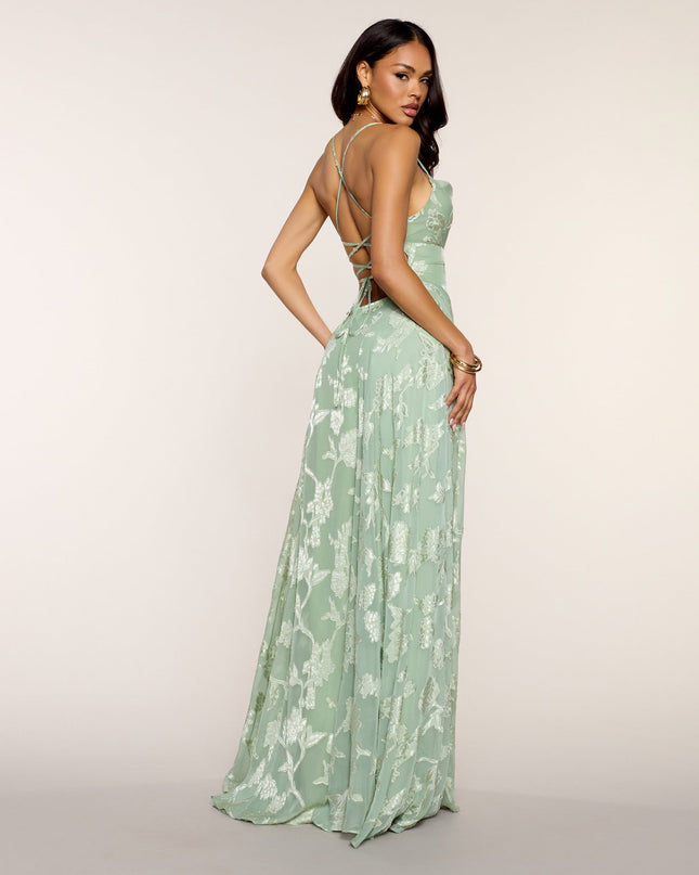 Vivienne Floral Brocade Lace-Up Dress
