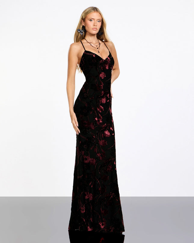 Siofra Floral Velvet Burnout Mermaid Dress