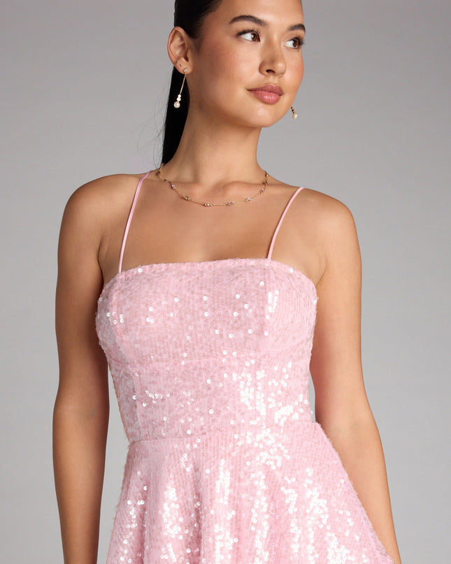Twirl Queen Vibes Sequin Skater Dress