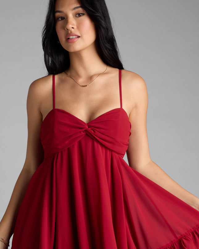 Perfectly Pretty Tie Back Chiffon Babydoll Dress