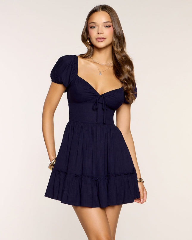 Flirting With Plans Puff Sleeve Skater Dress