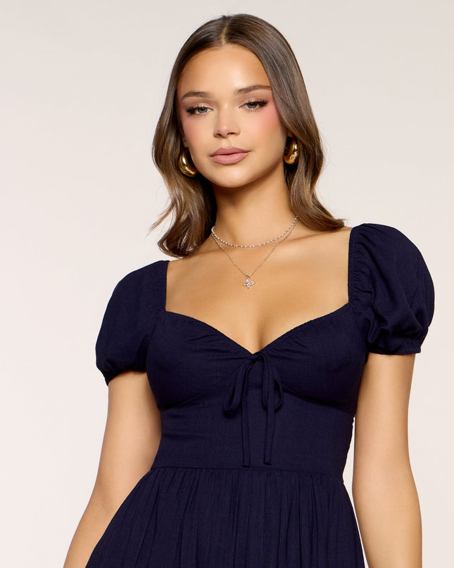 Flirting With Plans Puff Sleeve Skater Dress