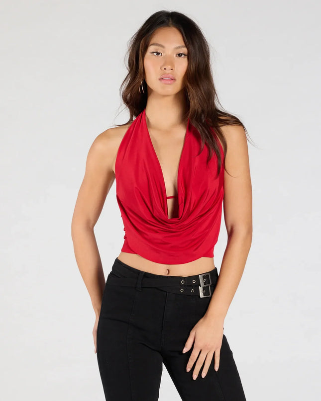 Take The Plunge Sleeveless Halter Crop Top