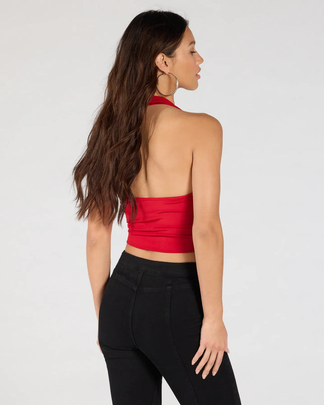 Take The Plunge Sleeveless Halter Crop Top