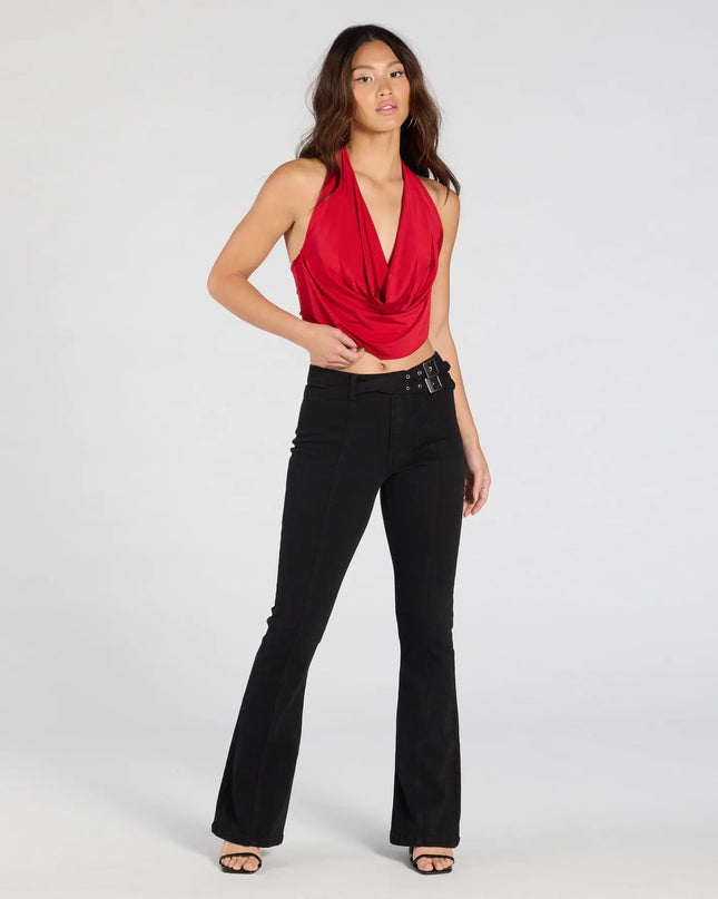 Take The Plunge Sleeveless Halter Crop Top