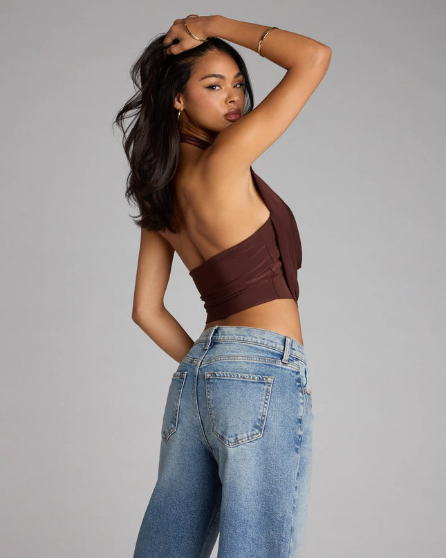 Take The Plunge Sleeveless Halter Crop Top