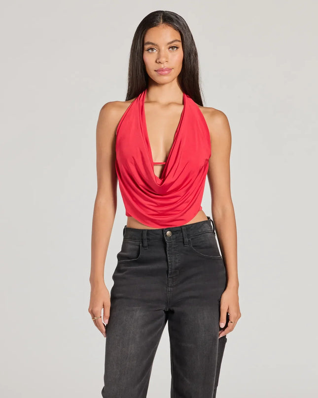Take The Plunge Sleeveless Halter Crop Top