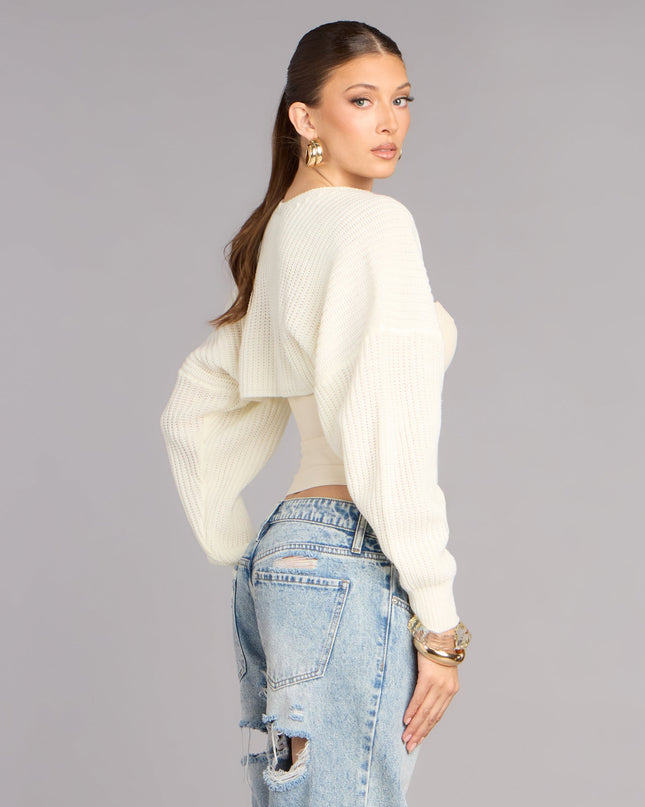Sweet And Cozy Oversized Knit Sweater Bolero