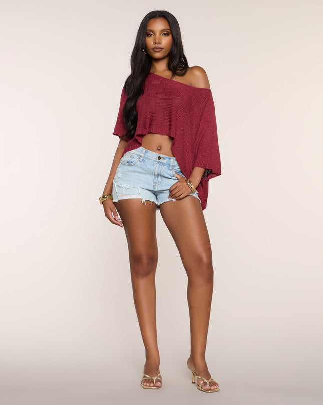 So Breezy Off-Shoulder Poncho Top