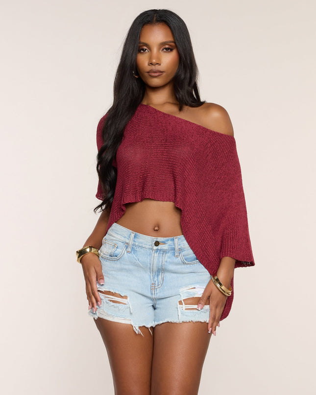 So Breezy Off-Shoulder Poncho Top