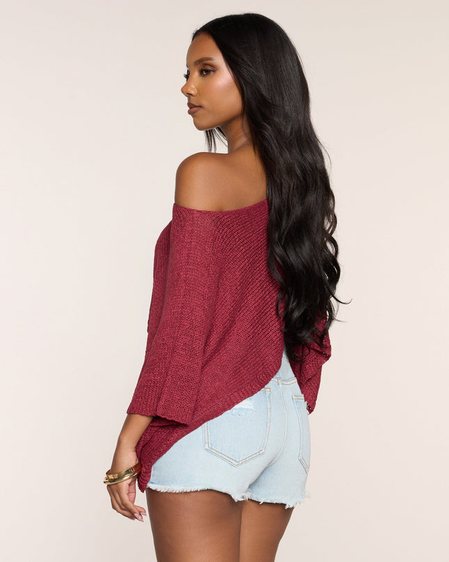 So Breezy Off-Shoulder Poncho Top