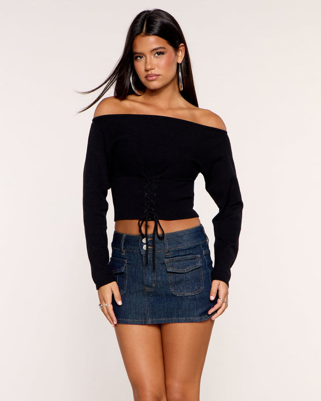 Flip Side Reversible Lace Up Sweater Top