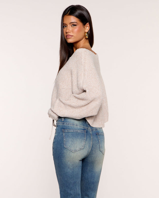 Soft Focus Lace Up Reversible Sweater Top