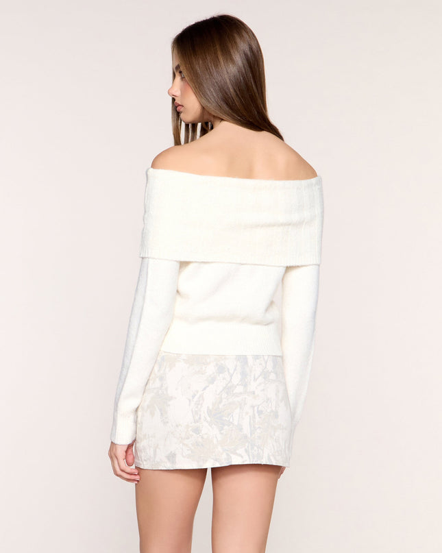 Shoulder Season Foldover Off-Shoulder Sweater Top