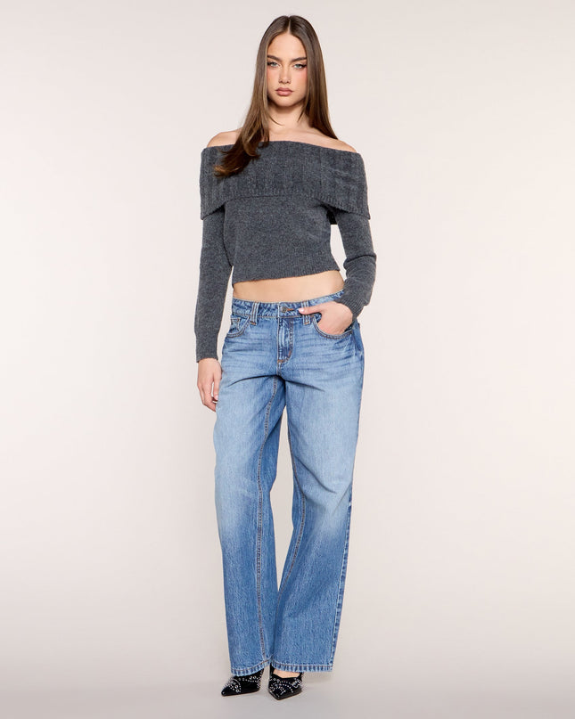 Shoulder Season Foldover Off-Shoulder Sweater Top