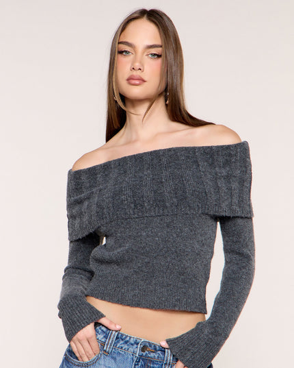Shoulder Season Foldover Off-Shoulder Sweater Top