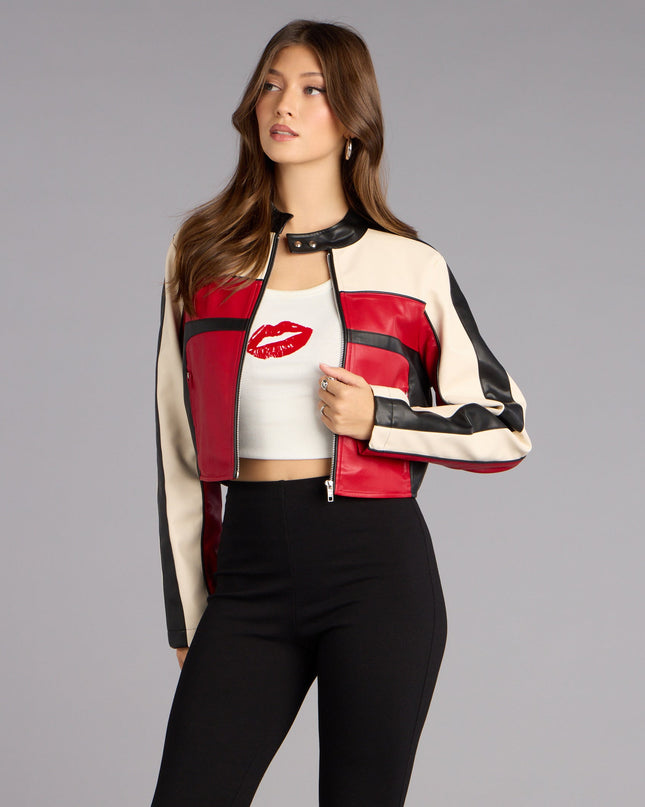 Life In The Fast Lane Crop Moto Jacket