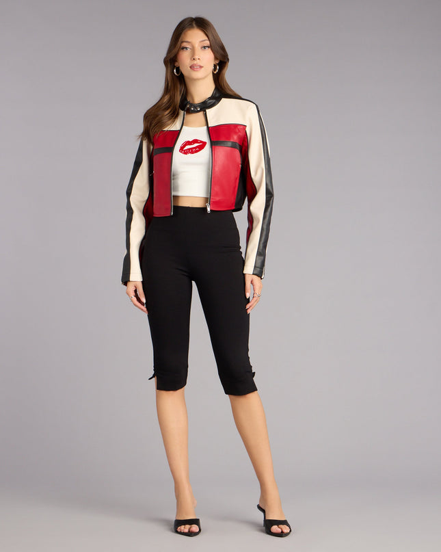 Life In The Fast Lane Crop Moto Jacket