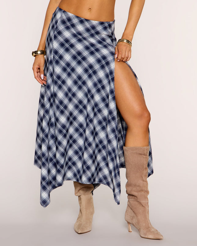 Check Please Plaid Slit Maxi Skirt