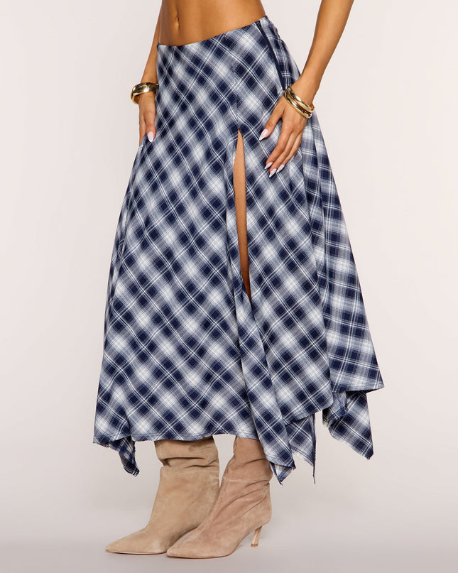 Check Please Plaid Slit Maxi Skirt