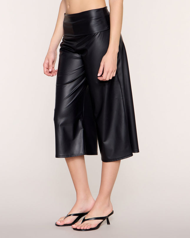 Wide Angle Faux Leather Gaucho Pants
