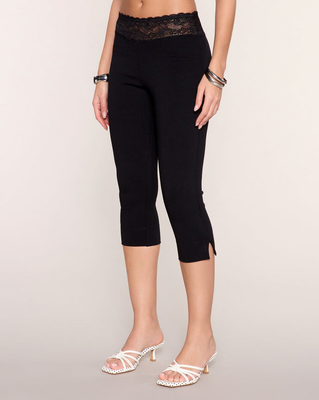 Pretty In Ponte Lace Waist Ponte Capri Pants