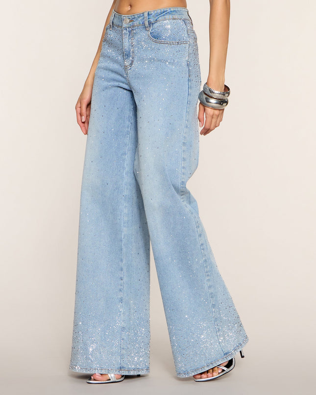 Catch the Flash Rhinestone Wide Leg Jeans