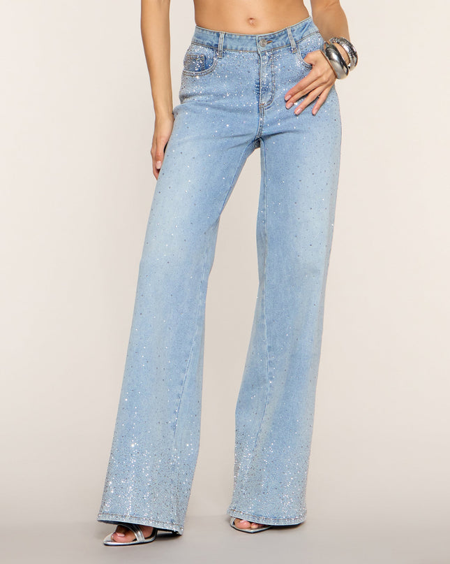 Catch the Flash Rhinestone Wide Leg Jeans
