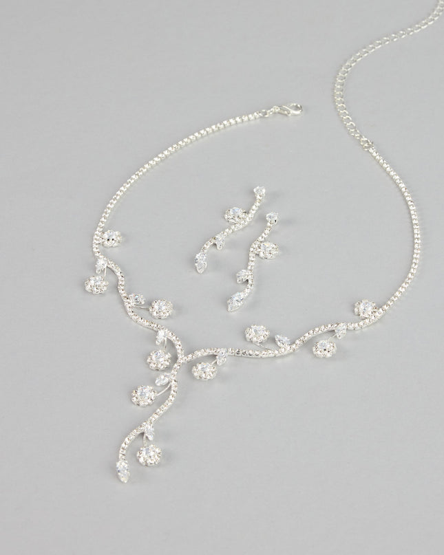 Crystal Vine Necklace And Earring Set