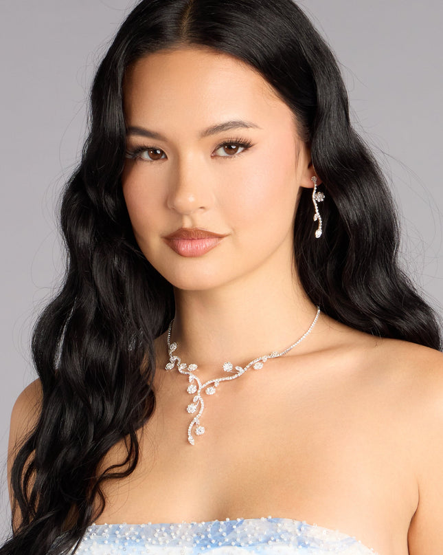 Crystal Vine Necklace And Earring Set