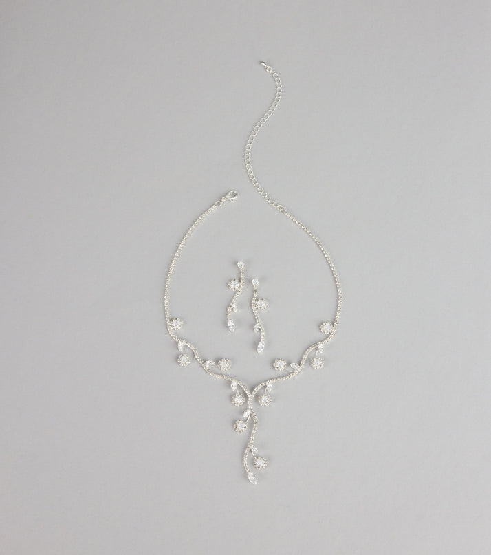 Crystal Vine Necklace And Earring Set