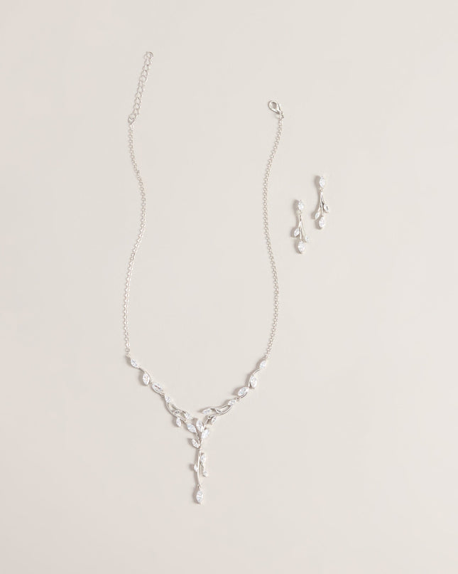 Gilded Vine Rhinestone Necklace And Earrings Set