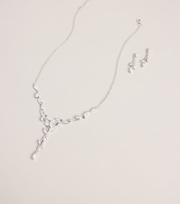 Gilded Vine Rhinestone Necklace And Earrings Set