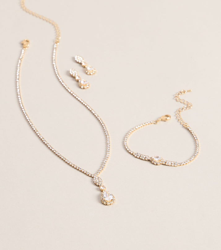 Polished Sparkle Rhinestone Jewelry Set