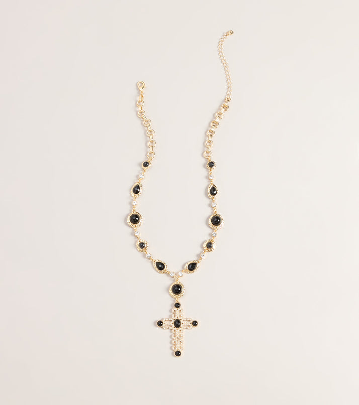 Glam Polish Rhinestone Cross Necklace