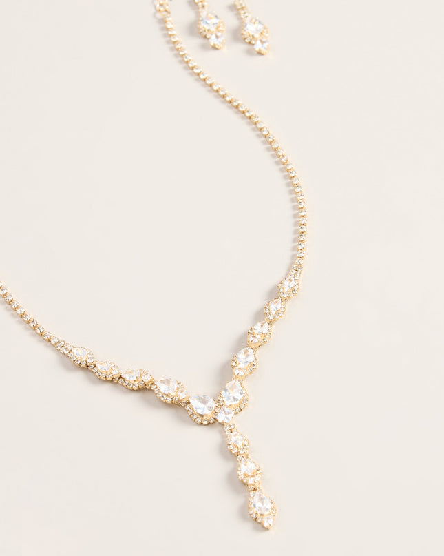 All Eyes Here Teardrop Rhinestone Necklace And Earring Set