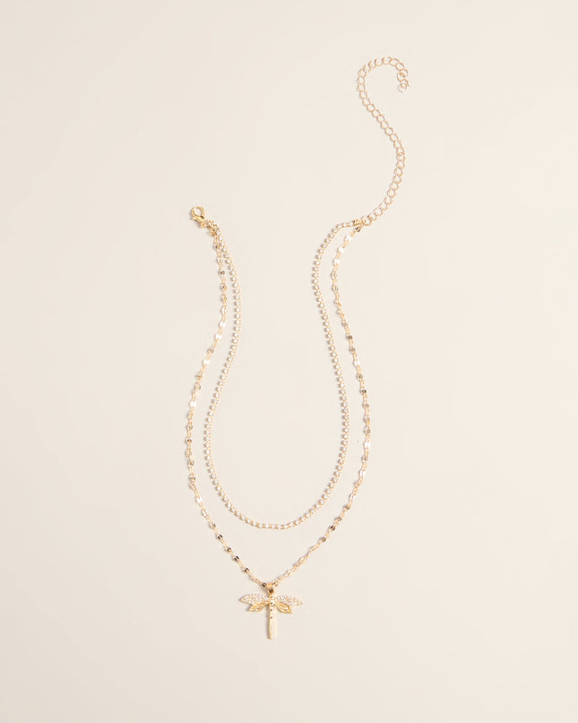 Catch Some Magic Layered Dragonfly Necklace