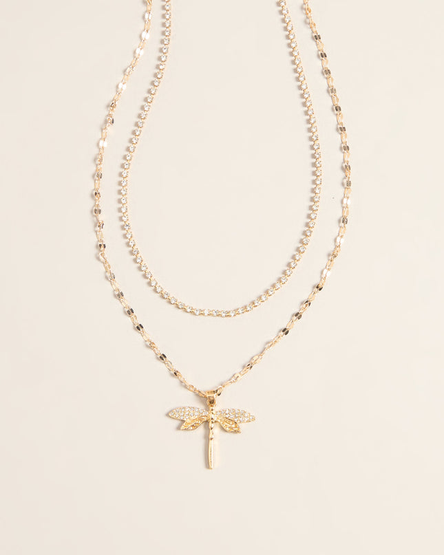 Catch Some Magic Layered Dragonfly Necklace