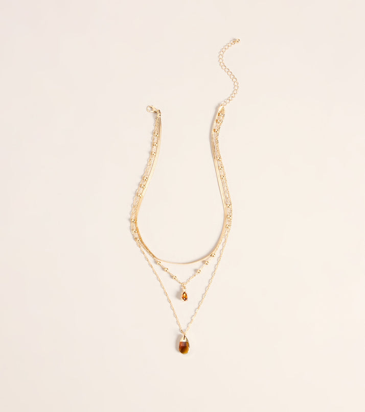 Amber Hour Layered Stone Necklace