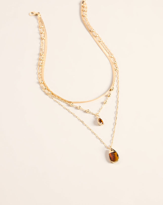 Amber Hour Layered Stone Necklace
