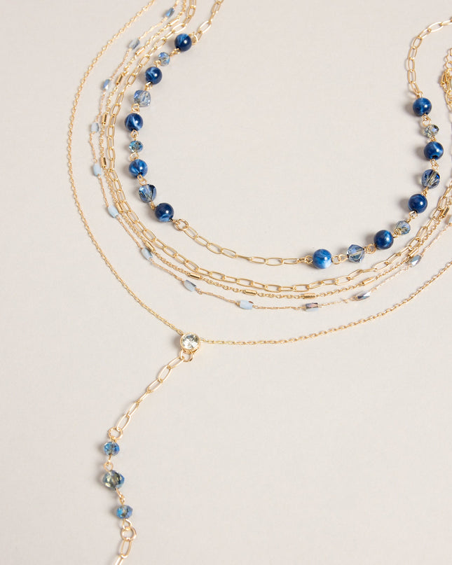 Layered Up Stone Beaded Lariat Necklace Set