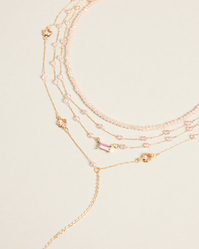 Soft Focus Beaded Layered Lariat Necklace Set