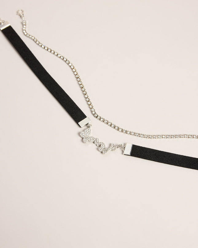 Double Take Rhinestone Butterfly Choker Necklace Set