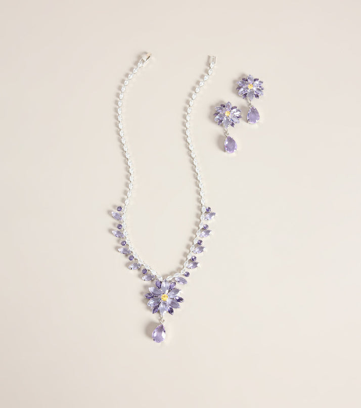Full Bloom Rhinestone Floral Jewelry Set