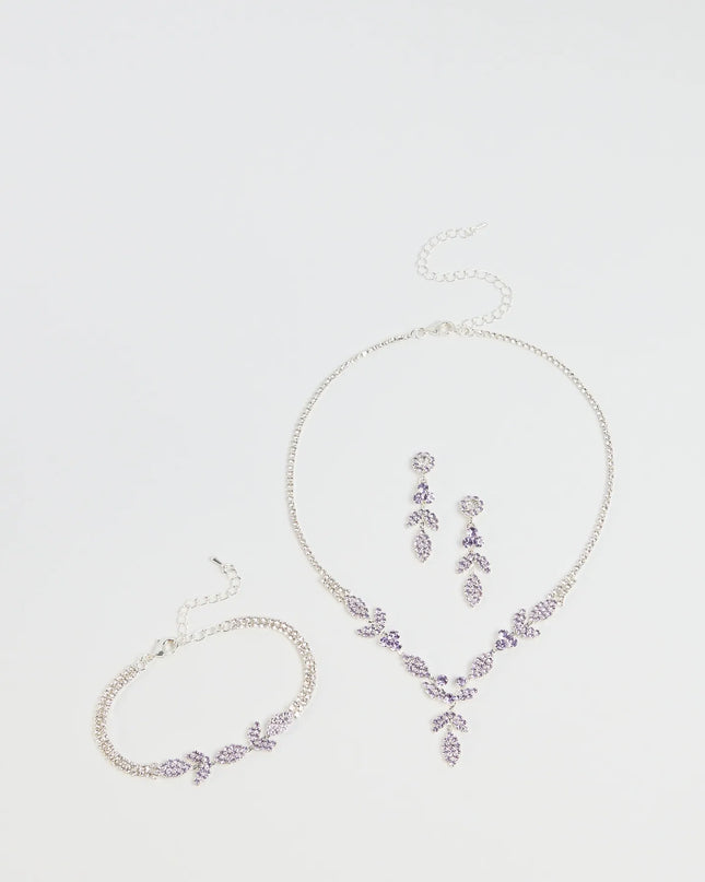Luxe Desire Rhinestone Leaf Jewelry Set