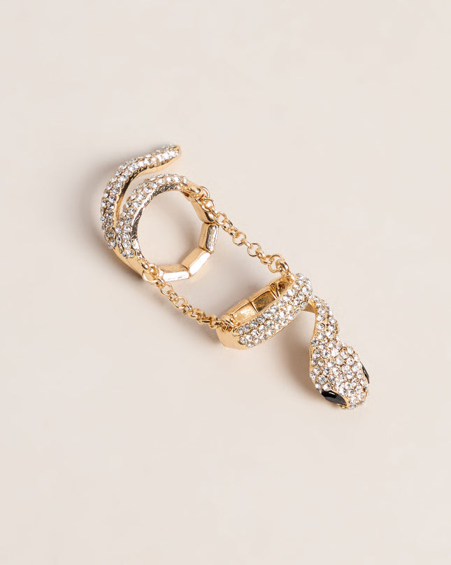 Edgy Sparkle Rhinestone Snake Stretch Ring