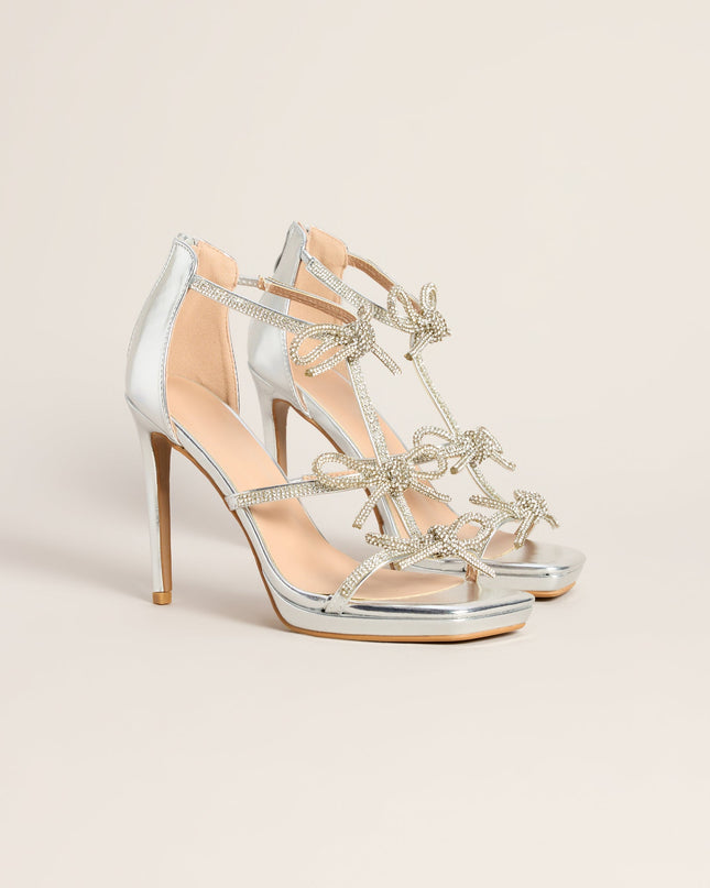 Bow Down Rhinestone Platform Stiletto Heels