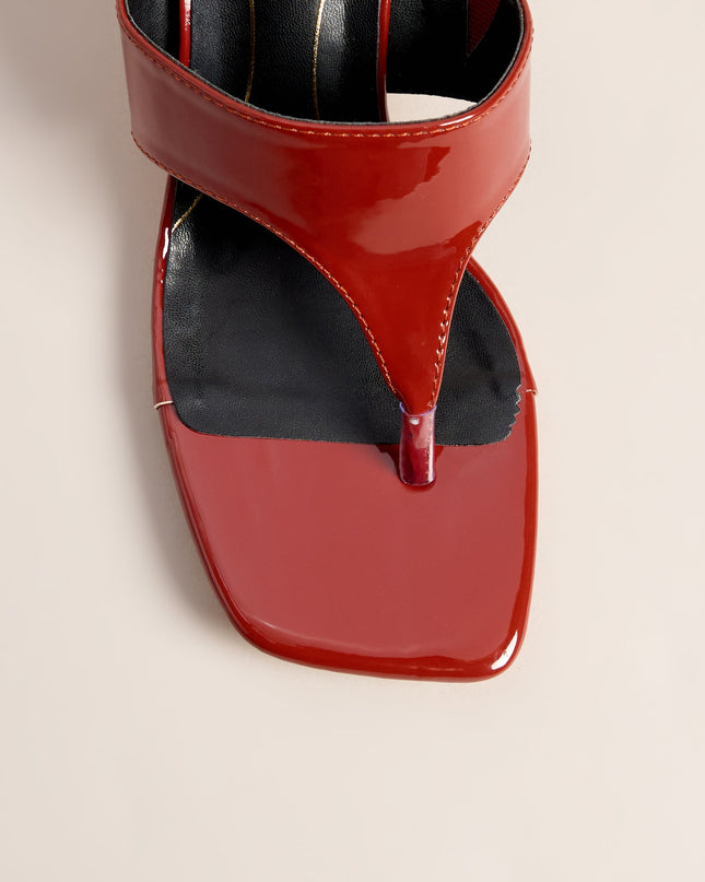 Sleek Step Patent Thong Kitten Heels